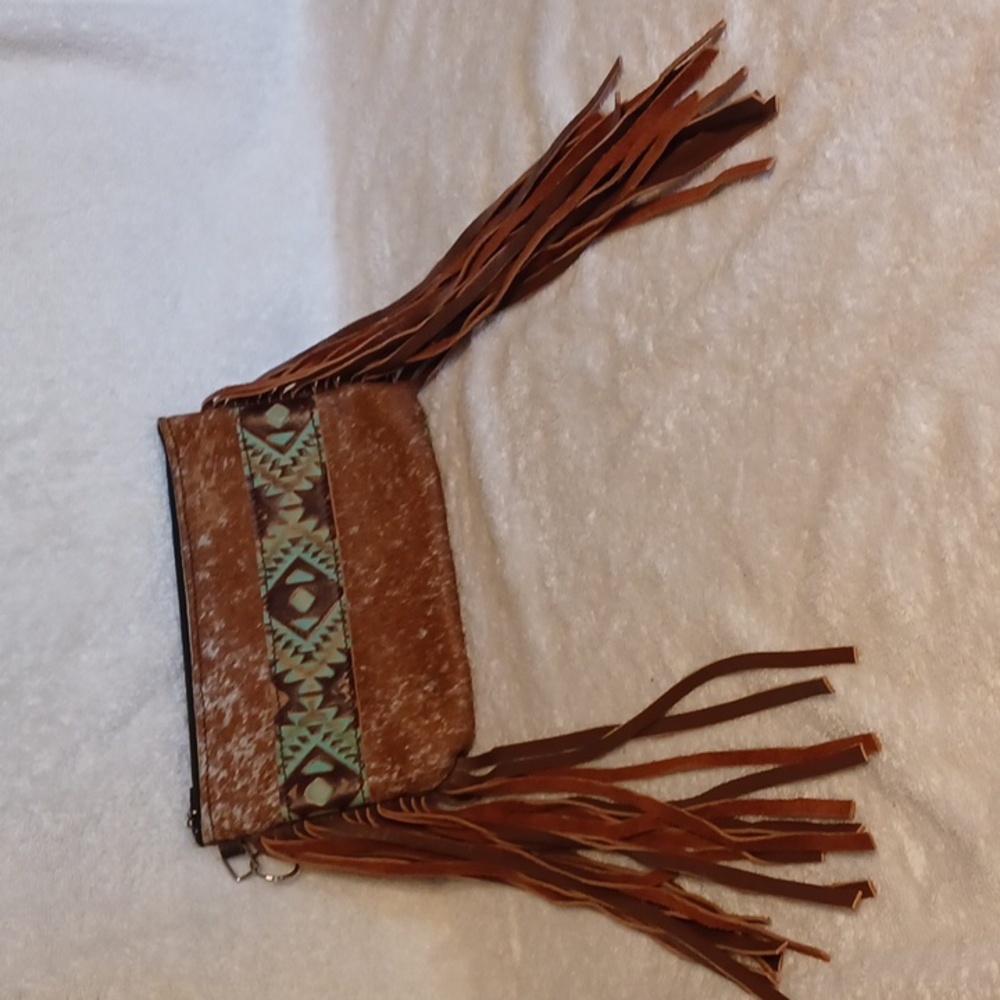 Handmade all leather clutch purse bohemian style